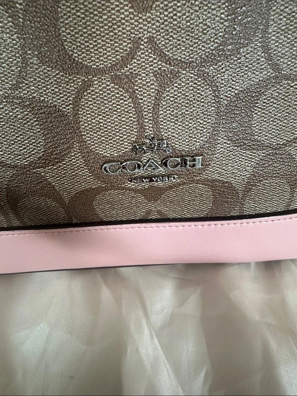 Coach Sierra Pink Trim Brown Signature Dome Satchel F27584 - Picture 2 of 13